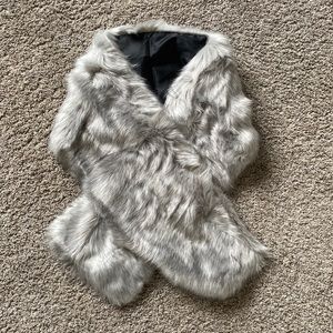 Lulus never ending elegance grey fur wrap